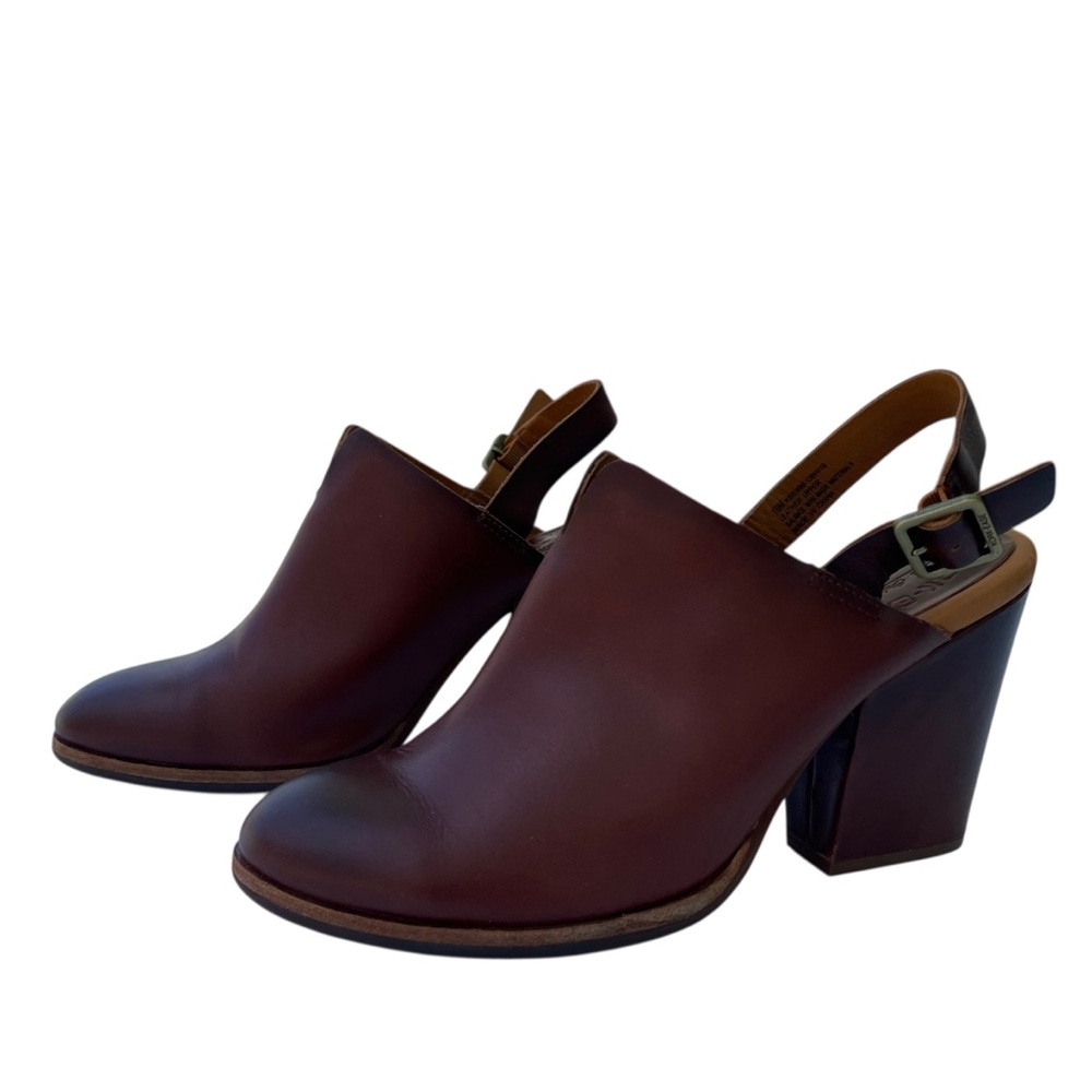 Kork-Ease Women's Janelle Burnished Leather Slingback Heeled Clogs Sz. 10